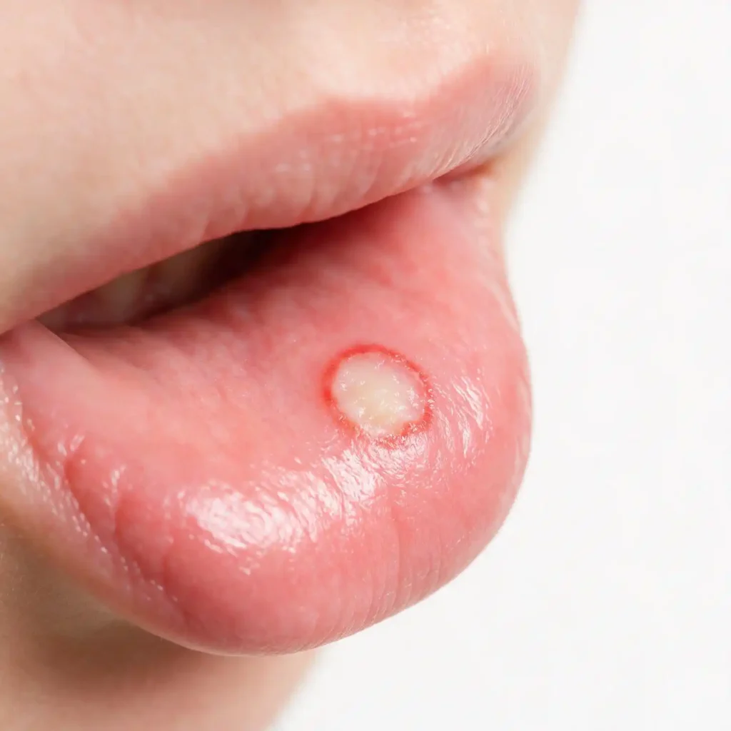Canker sore inside the lower lip